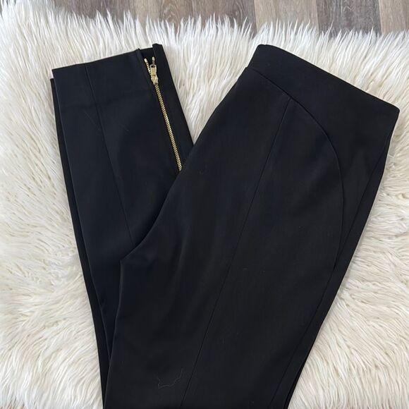 LOFT Stretch Black Track Pants with Gold Zipper Size 10 - Picture 4 of 12